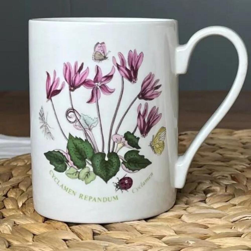 Vintage Portmeirion Botanic Garden Cyclamen Repandum Coffee‎ Cup Purple Flowers